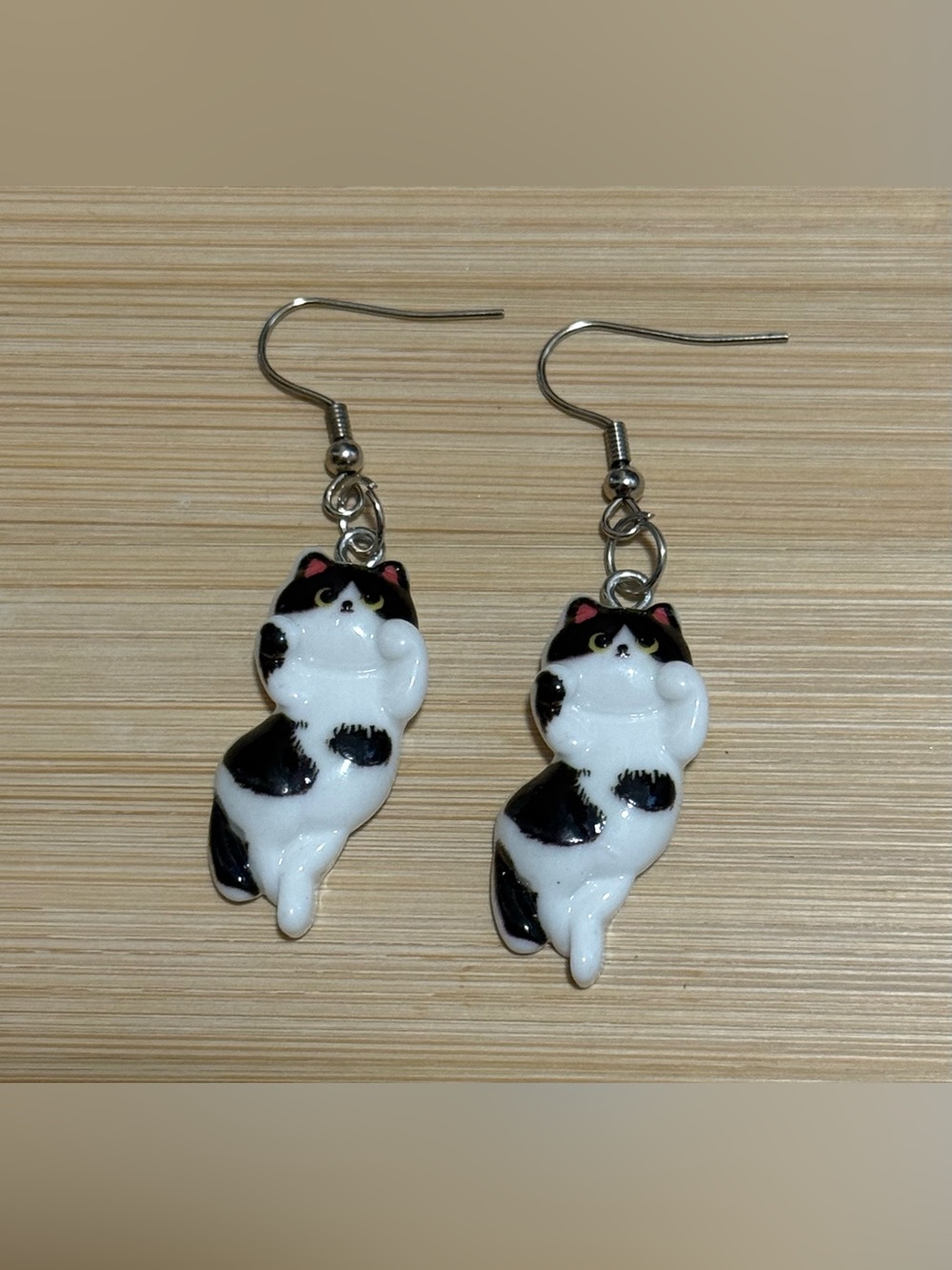 Black & White Cat Dangle Earrings